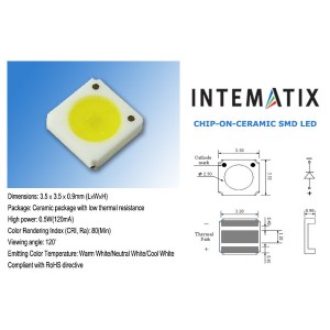 LED Chip-On-Ceramic Neutral White LED by Intematix (A3535)